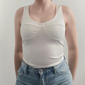 White Ribbed Tank Top